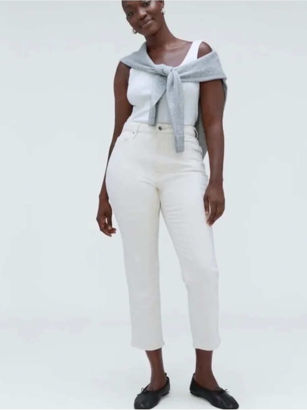Everlane The Curvy Cheeky Crop Plus Size White Jeans Size 32